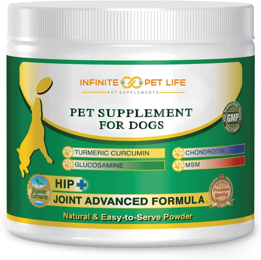 Advanced Hip and Joint Supplement Powder for Dogs Large Breed - Glucosamine for Dogs - Turmeric Powder for Dogs Curcumin - Pet Glucosamine Chondroitin for Dogs Pain Relief with MSM - 90 Servings